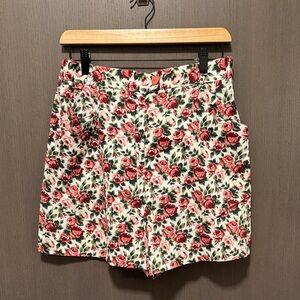 Jacob Floral High Waist Shorts - Red and Green